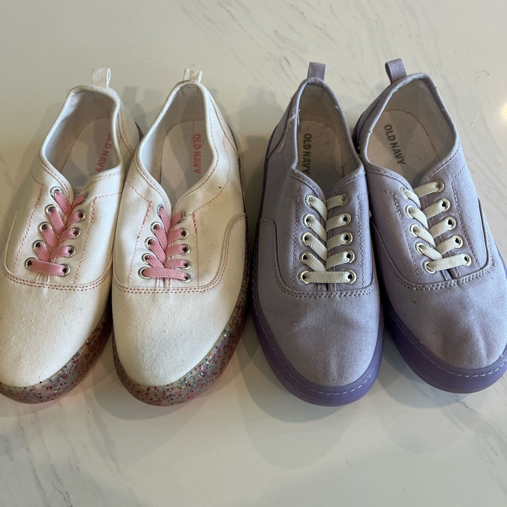 Two Pairs of Old Navy Lopp Lace Up Sneakers - Size 2